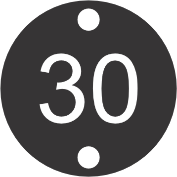 Black With White Text Screw Fixing Table Numbers 30mm